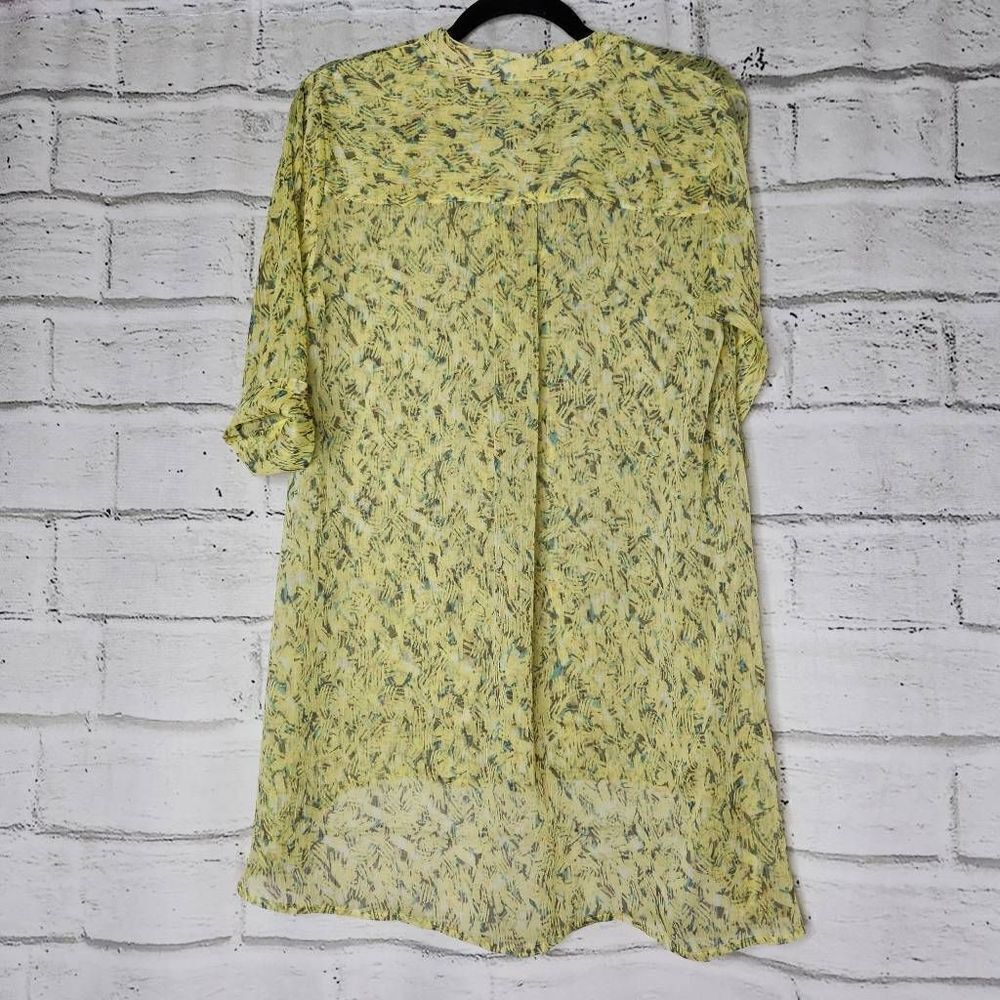 Nic + Zoe Printed Split V-Neck Hi-Low Hem Tunic Top Yellow Small - Picture 5 of 14